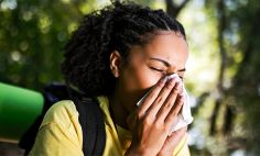 Pollen allergy symptoms include coughing, sneezing, a runny or stuffy nose, and itchy, watery eyes.